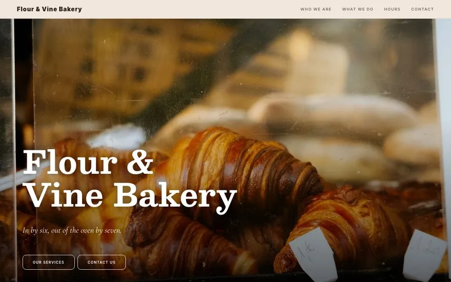 Flour & Vine Bakery — live sample site preview